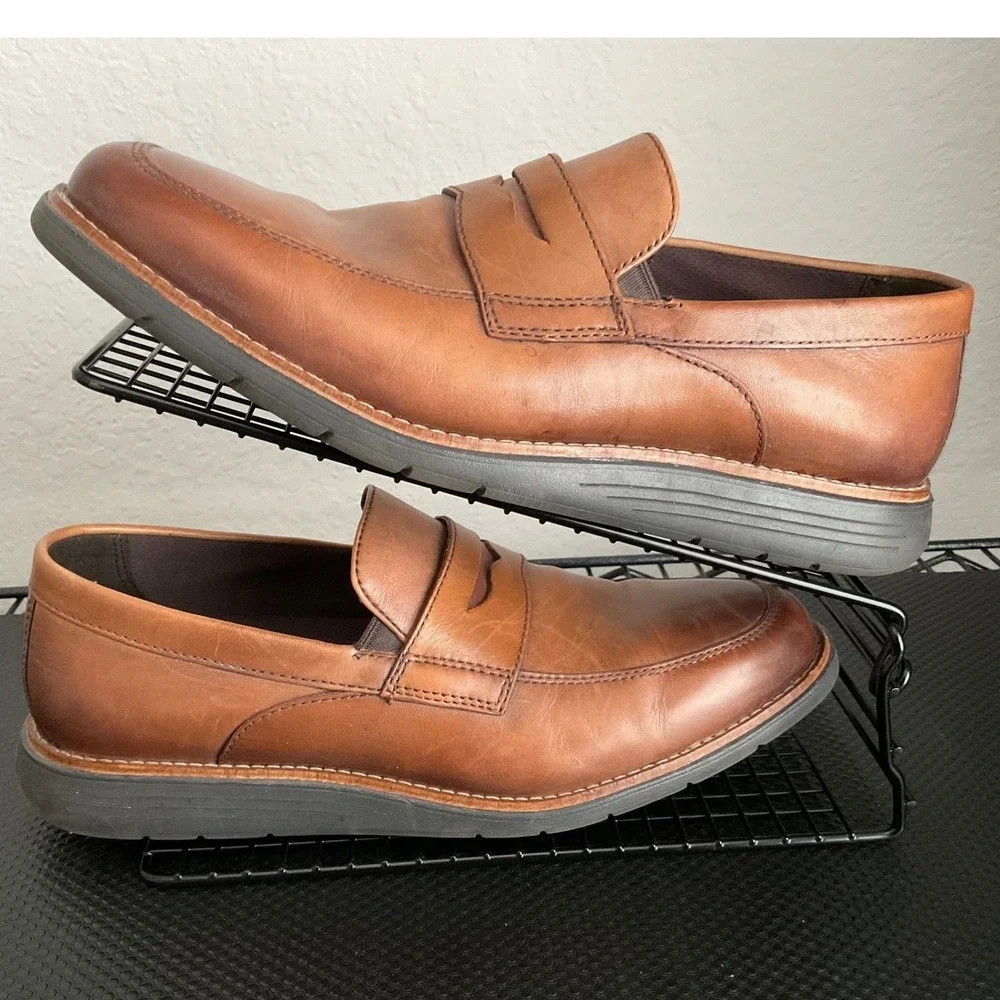 Rockport Total Motion Sport Dress Penny Loafers Mens 8.5 W Cognac CH6340